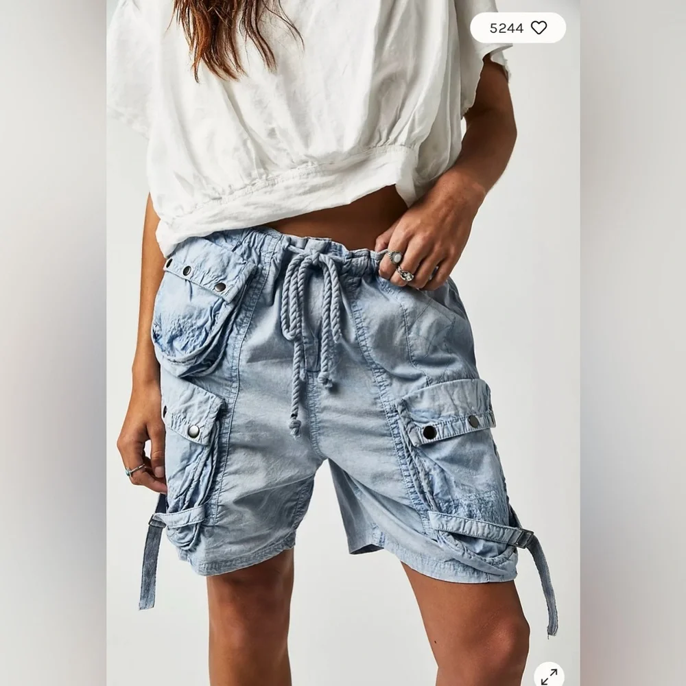 Free people moon Bay Parachute Shorts in blue - small - NWOT - Picture 2 of 8